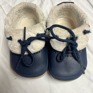 Crocs Kids Youth 6/7 Blitzen Convertible Clog And Bootie Faux Fur Lined Blue